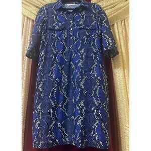 Jude Connally Blue and White Snake Print Dress